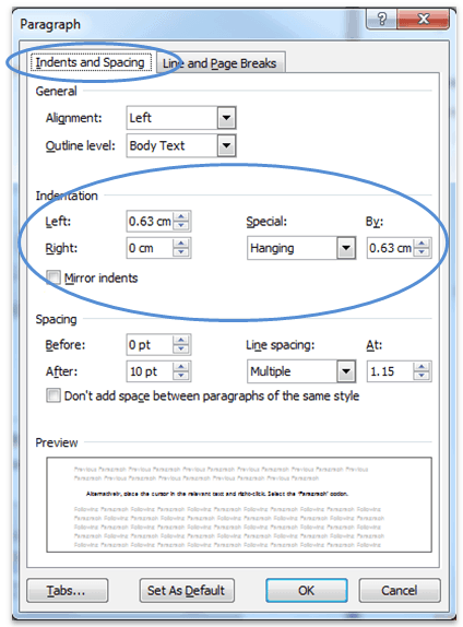 Column formatting, indents, spacing and page breaks - AccessibilityOz